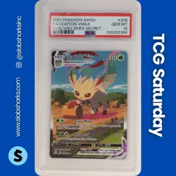 2021 POKEMON SWORD & SHIELD EVOLVING SKIES #205/203 LEAFEON VMAX ALT ART PSA 10 - Image 1