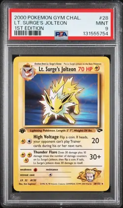 Pokemon - Gym Challenge Lt. Surge's Jolteon 28/132 1st Edition PSA 9 - Image 1