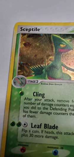 HOLOGRAPHIC 2004 Pokemon Sceptile POP SERIES 1 Rare 4/17 Damaged Vintage - Image 3