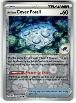 Pokemon Stellar Crown Antique Cover Fossil 129/142 Reverse Holo - Image 1