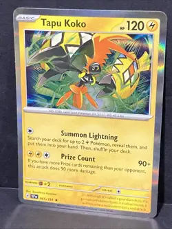 Tapu Koko Pokemon SV08 Surging Sparks Holo 065/191 Rare TCG Scarlet Violet - Image 2