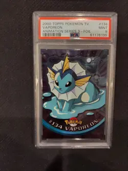 PSA 9 Vaporeon Foil Topps Pokemon Animation Series 3 - Image 1