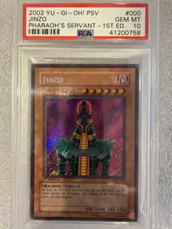 PSA 10 1st EDITION 2002 Pharaoh's Servant Jinzo PSV-000 YUGIOH Secret Rare - Image 1