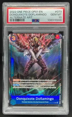 2022 One Piece Romance Dawn Donquixote Doflamingo Alternate Art #OP01-073 PSA 10 - Image 1