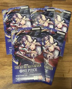 One Piece TCG The Azure Sea’s Seven OP-14 Sleeved Booster Pack Lot Of 5 Sealed - Image 1