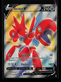 Scizor V (Full Art) 183/189 Ultra Rare SWSH03: Darkness Ablaze Pokemon Card - Image 1