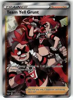 Team Yell Grunt (Full Art) 202/202 Sword & Shield Base Set NM Pokemon Card TCG - Image 1