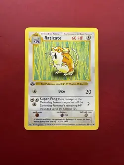 Raticate 40/102 Shadowless 1st Edition Base Set Pokemon Card MP - Image 1