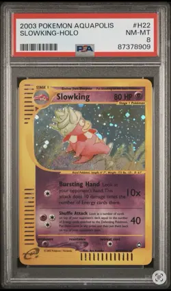 2003 Pokemon SLOWKING Aquapolis Set HOLO Foil Rare Card H22/H32 e-Reader - PSA 8 - Image 1