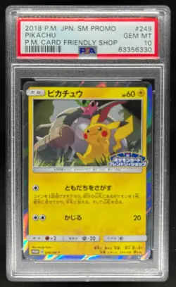 2018 Pokemon SM-P Promos Pikachu Card Friendly Shop #249/SM-P PSA 10 - Image 1