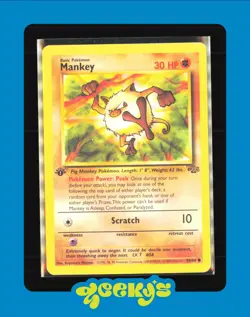 Pokemon TCG Mankey Jungle Card 55/64 Regular Common 1st Edition - Image 1