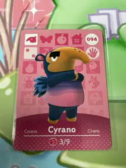 #094 Cyrano AUTHENTIC Nintendo Animal Crossing Amiibo NFC Card Series 1 - Image 1