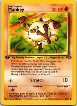 Mankey 55/64 1st Edition LP Pokemon Card TCG Jungle - Image 1