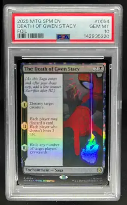 2025 Magic MTG Marvel's Spider-Man Death of Gwen Stacy Foil Rare #0054 PSA 10 - Image 1