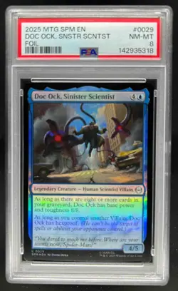 2025 Magic MTG Marvel's Spider-Man Doc Ock Sinister Scientist Foil #0029 PSA 8 - Image 1