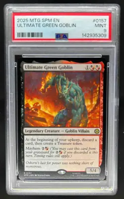 2025 Magic The Gathering Spider-Man Ultimate Green Goblin Rare #0157 PSA 9 - Image 1