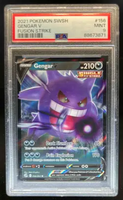 2021 Pokemon SWSH Fusion Strike Gengar V #156/264 PSA 9 - Image 1