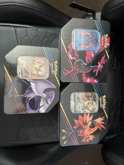 Pokemon TCG Crown Zenith Tin Set of 3 Galarian Moltres Zapdos Articuno ✅IN HAND✅ - Image 1