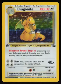 Dragonite 4/62 Rare Fossil Holo 1st Edition Pokemon - Image 1