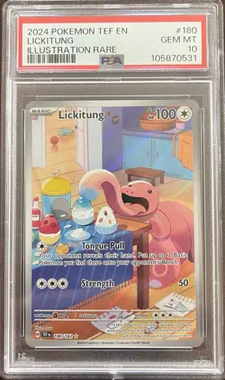PSA10 2024 Pokemon Temporal Forces Lickitung Illustration Rare 180/162 - Image 1