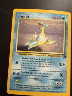 Pokemon TCG Lapras Fossil 10/62 Holo 1999-2000 Wizards Base Set Holo Rare - Image 1