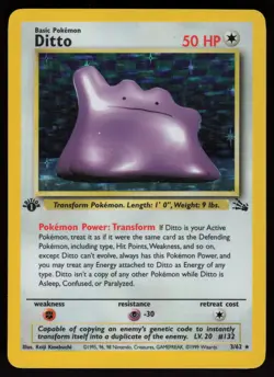 Ditto 3/62 Rare Fossil Holo 1st Edition Pokemon - Image 1