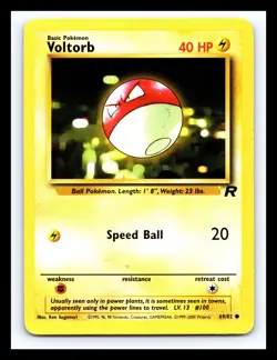 💥 Voltorb # 69/82 Team Rocket Non Holo Foil Pokemon 2000 Vintage - Image 1