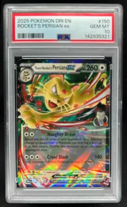 2025 Pokemon Destined Rivals Team Rocket's Persian ex #150/182 PSA 10 - Image 1