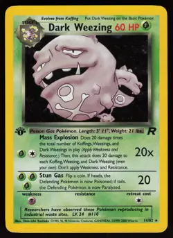 Dark Weezing 14/82 Rare Team Rocket Holo 1st Edition Pokemon - Image 1