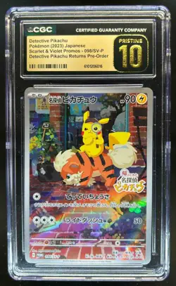 2023 Pokemon SV Black Star Promos JP Detective Pikachu #098/SV-P CGC 10 Pristine - Image 1