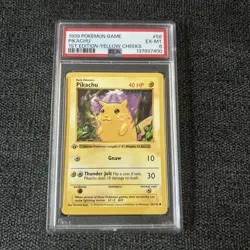 Pikachu #58 1999 Pokemon 1st Edition Base Set Shadowless (Yellow Cheeks) - PSA 6 - Image 1