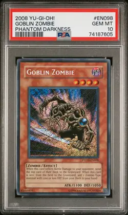 Goblin Zombie Yugioh 2008 PTDN-EN098 Secret Rare Unlimited PSA 10 - Image 1