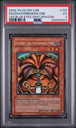 2002 Yu-Gi-Oh Legend of Blue Eyes Exodia The Forbidden One PSA 3 - Image 1