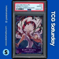2023 ONE PIECE (JP) #P-041 MONKEY D. LUFFY 1ST ANV. COMPLETE GUIDE PSA 10 - Image 1