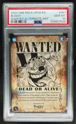 2024 One Piece Buggy Wanted Alternat Art #OP09-051 PSA 10 - Image 1