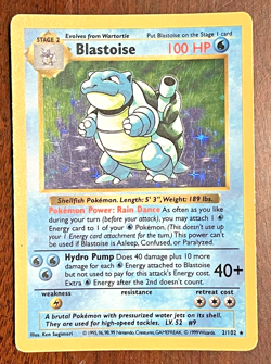 Blastoise 2/102 Pokemon Card Hologram Vintage 90's Nintendo - Image 1