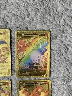 Set of 9 Charizard V,DX,GX,VMax French Gold Accents Foil Fan Art Cards LP - Image 3