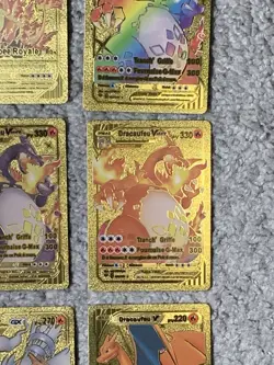 Set of 9 Charizard V,DX,GX,VMax French Gold Accents Foil Fan Art Cards LP - Image 5