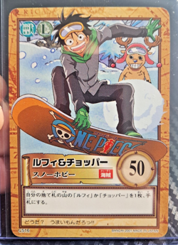 BANDAI One Piece Hyper Battle LUFFY SNOWBOARD SCARCE C516 EARLY CARD - Image 1