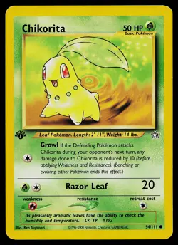 Pokemon Card - Chikorita Neo Genesis 54/111 Common 1st Edition - Image 1