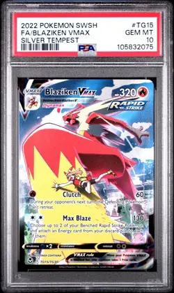 Blaziken VMAX PSA 10 English Pokemon Card TG15 Silver Tempest Alternate Art 2022 - Image 1