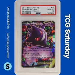 2014 POKEMON XY PHANTOM FORCES #034/119 GENGAR EX PSA 10 - Image 1