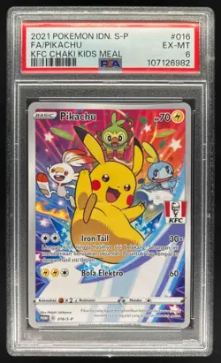 2020 Pokemon KFC Chaki Kids Meal Pikachu Promo #016/S-P PSA 6 - Image 1