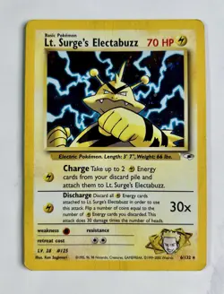 Lt. Surge's Electabuzz 2000 Pokemon Gym Heroes Unlimited Holo #6/132 * Damaged - Image 1