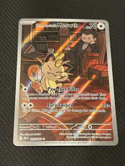 Pokemon TCG Destined Rivals 203/182 Team Rocket’s Meowth Illustration Rare - NM - Image 1