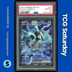 2024 POKEMON SURGING SPARKS #218/191 BLACK KYUREM EX FULL ART ULTRA RARE PSA 10 - Image 1