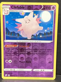 Clefable Pokemon SWSH02 Rebel Clash 075/192 Rare Reverse Holo TCG - Image 1