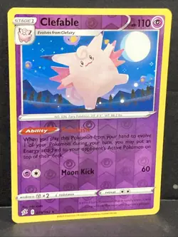 Clefable Pokemon SWSH02 Rebel Clash 075/192 Rare Reverse Holo TCG - Image 2