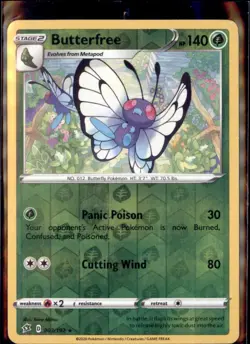 Pokemon Butterfree 003/192 Rebel Clash Reverse Holo Rare - Image 1