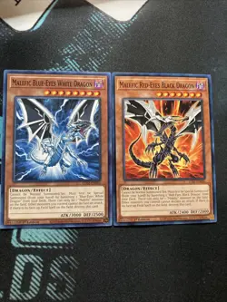Yugioh Malefic Blue-Eyes White Dragon + Malefic Red-Eyes Black Dragon 1st Ed - Image 1